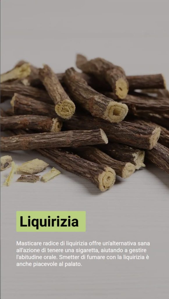 Migliori rimedi naturali per smettere di fumare 4 Foto di radici di liquirizia essiccate. Il testo spiega che vengono utilizzate come alternativa naturale alla sigaretta per gestire l’abitudine orale e smettere di fumare.